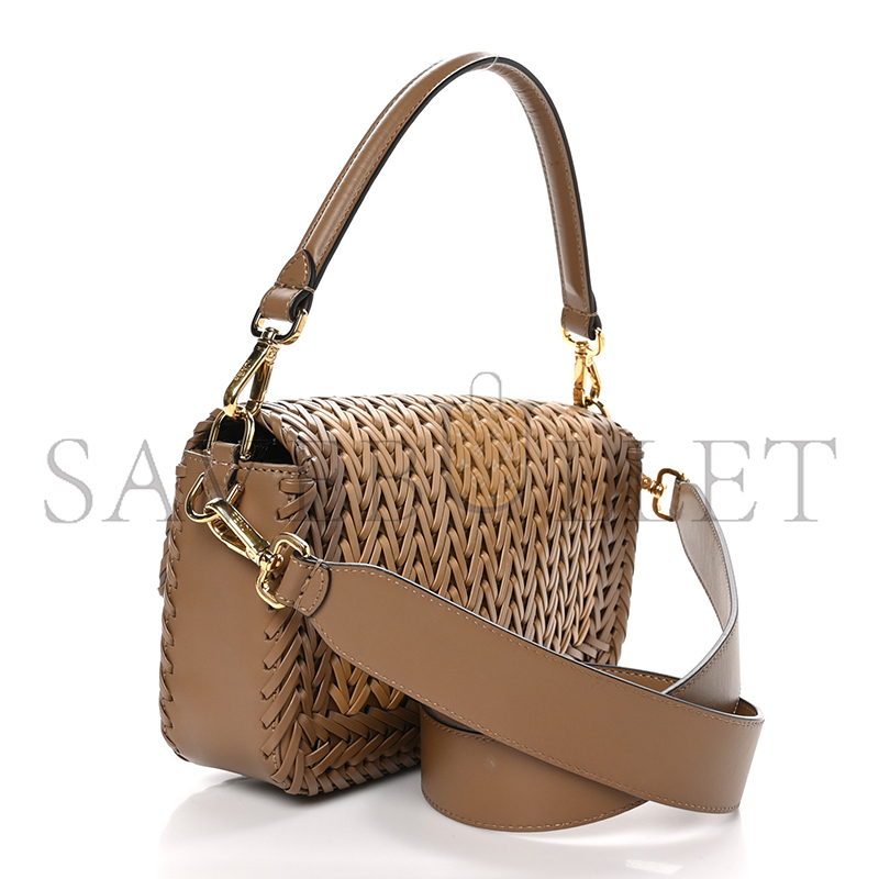 FENDI NAPPA FF WOVEN BAGUETTE BROWN (27*15*6.5cm)
